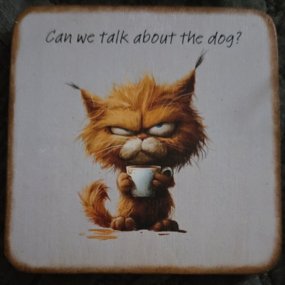Cat-Themed Coaster Set - Black, White, Brown, Gray - Picture 2 of 5